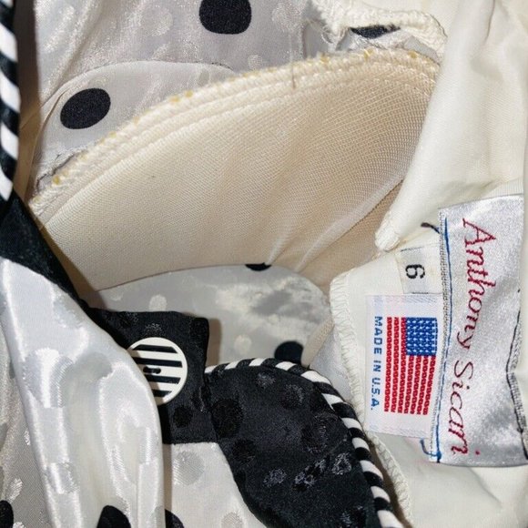 Vintage ANTHONY SICARI 2 pc SET BLOUSON TOP SKIRT 6 black white red pink NWT USA - Picture 6 of 7